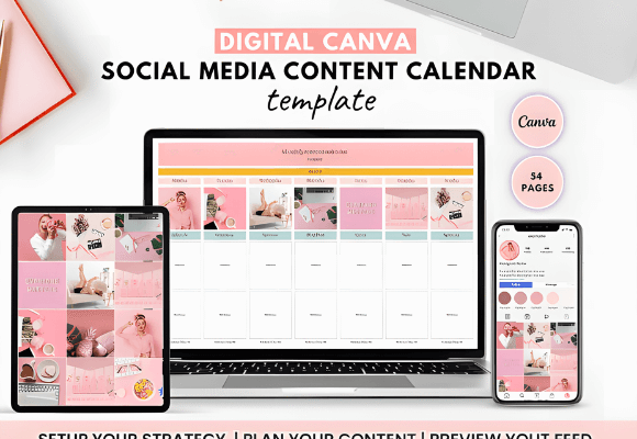 Social Media Content Calendar Planner Template