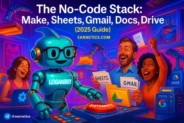 The No‑Code Stack: Make, Sheets, Gmail, Docs, Drive (2025 Guide) The No‑Code Stack: Make, Sheets, Gmail, Docs, Drive (2025 Guide)