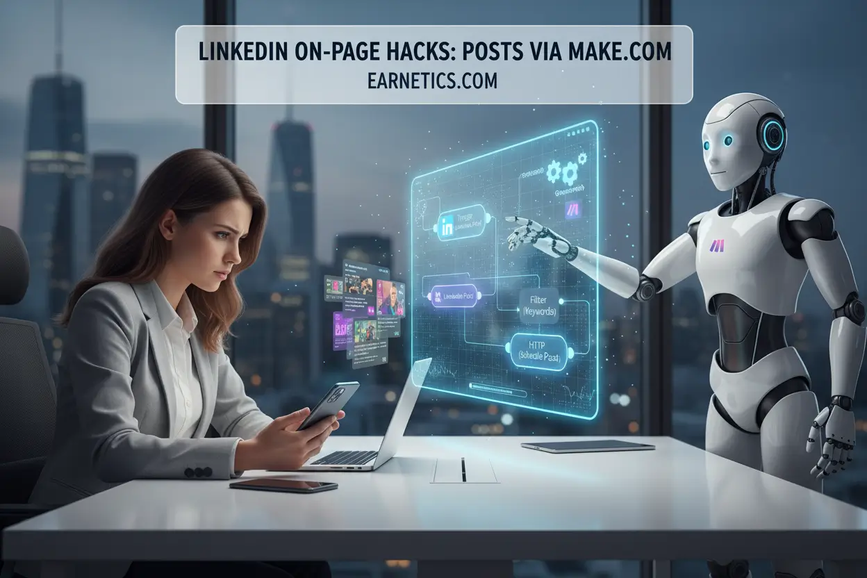 LinkedIn On-Page Hacks: Posts via Make.com